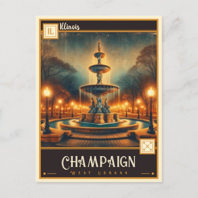 Champaign, Illinois | VINTAG Postkarte (Vorderseite)