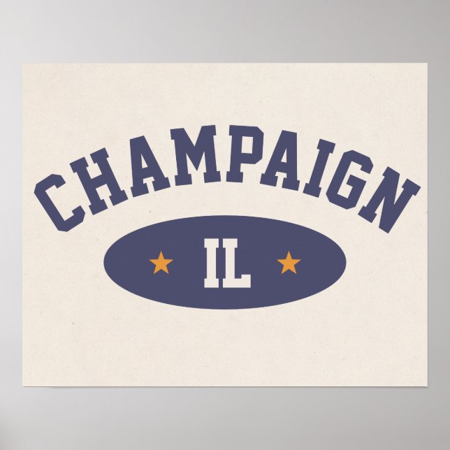 Champaign, Illinois Vintage Athletic-Style Poster (Vorne)