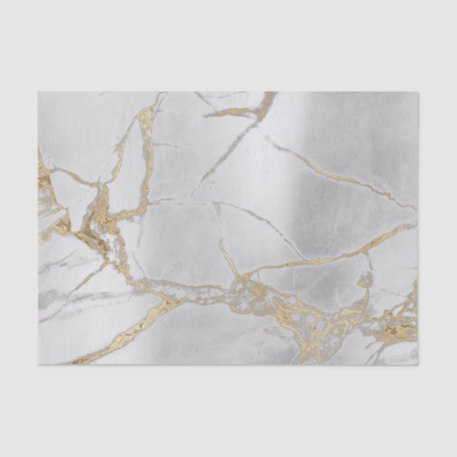Champaign Silver Gray Metallic Marble Gold Seidenpapier (Vorderseite)