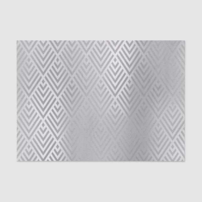 Champaign Silver Gray Metallic Zickzack Art Deco Seidenpapier (Vorderseite)