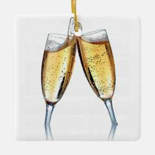 **CHAMPAIGN TOAST** CHRISTMAS ORNANATION KERAMIKORNAMENT