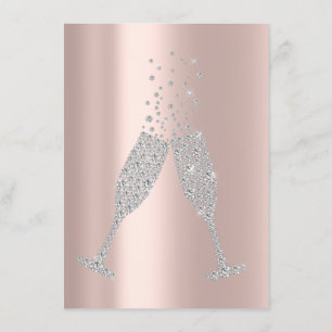 Champaigne Blasen Glas Silber Grau Diamant Rosa Einladung