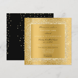Champaigne Gold Black Konfetti Sepia Glitter VIP Einladung