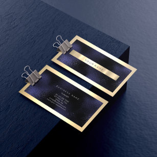 Champaigne Gold Frame Metallic Blue Navy Minimal Visitenkarte