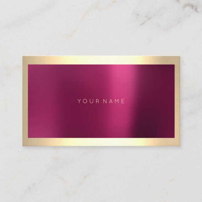 Champaigne Gold Frame Metallic Burgundy Minimal Visitenkarte (Vorderseite)