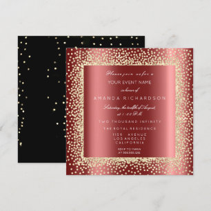 Champaigne Gold Glitter Schwarz Burgunder Konfetti Einladung
