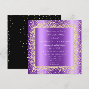 Champaigne Gold Glitter Schwarz Konfetti Purple Pl Einladung