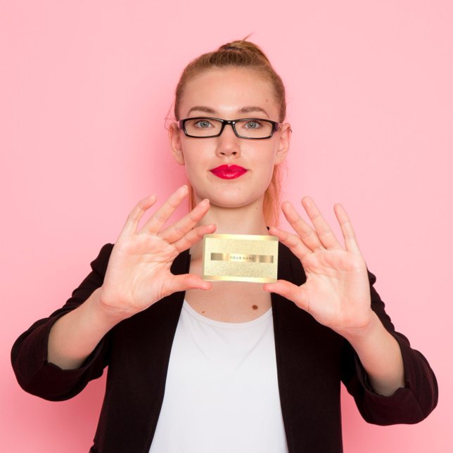 Champaigne Gold Metallic Frame Imitate Luxus Look Visitenkarte (Von Creator hochgeladen)