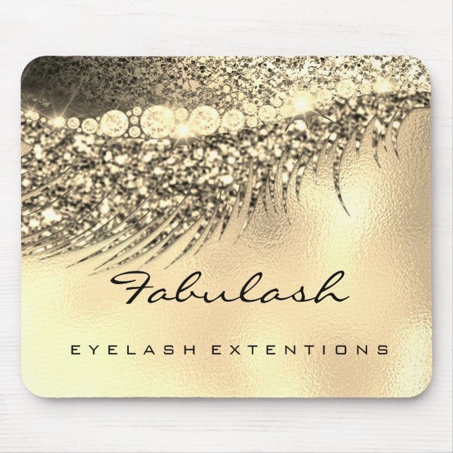 Champaigne Lux Gold Glitzer Beauty Lashes Name Mousepad (Vorne)
