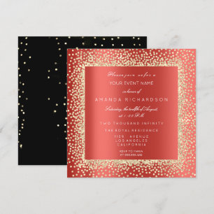 Champaigne Sepia Gold Glitter Konfetti Rot Rubin Einladung