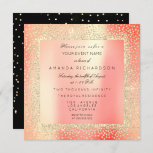 Champaigne Sepia Gold Glitzer Confetti Pink Peach Einladung