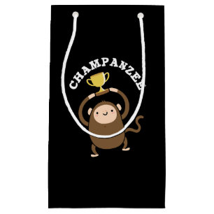 Champanzee Funny Champion Chimpanzee Pun Dark BG Kleine Geschenktüte