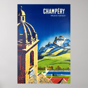 Champéry, Wallis, Suisse, Ski-Plakat Poster