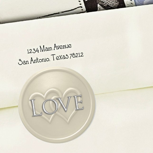 Champgne Two Hearts Intertwined Wedding Runder Aufkleber (Von Creator hochgeladen)