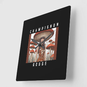 Champignon Rouge Quadratische Wanduhr