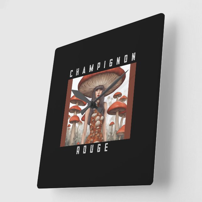 Champignon Rouge Quadratische Wanduhr (Winkel)