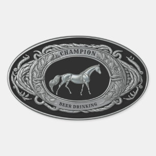 Champion Bier Trink Events Sport Western Gürtelsch Ovaler Aufkleber