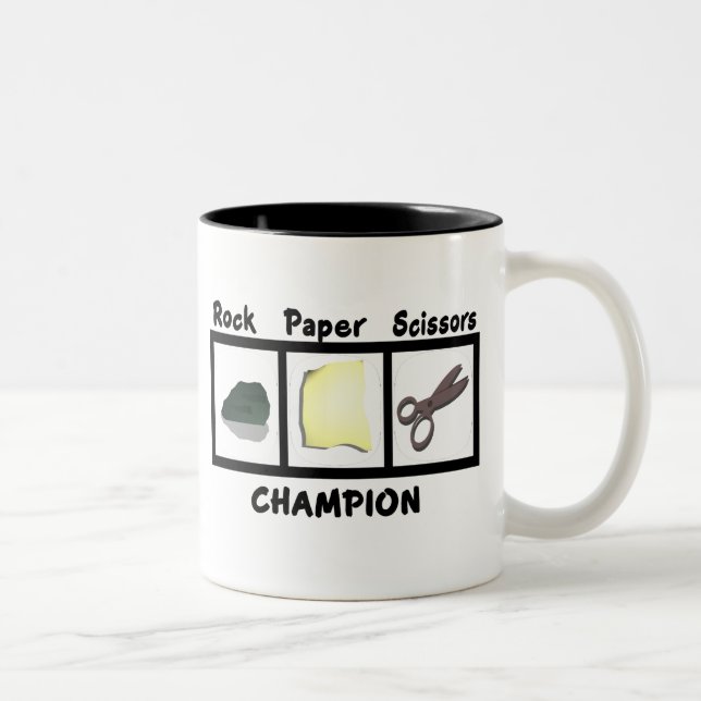 Champion der Rock Paper Scissors Zweifarbige Tasse (Rechts)