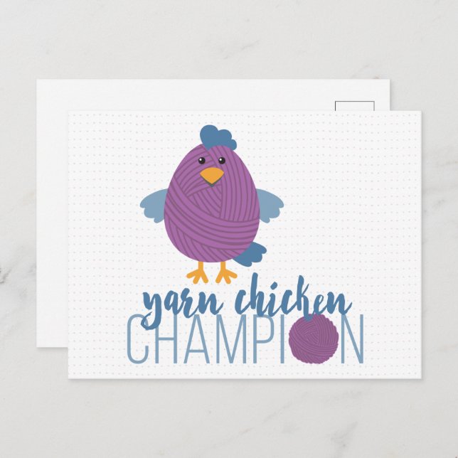 Champion für lila & Blue Yarn Postkarte (Vorne/Hinten)
