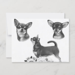 Champion - Handgemalt Chihuahua Portrait Postkarte