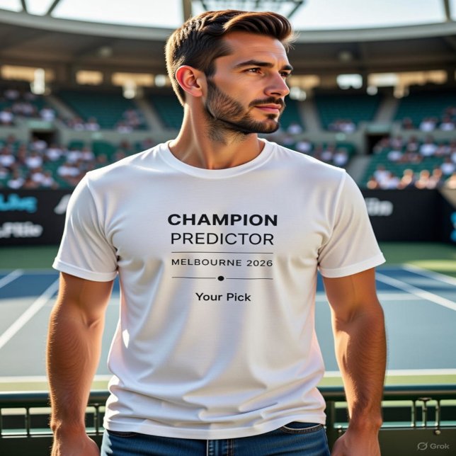 Champion Predictor – Melbourne 2026 Tennis  T-Shirt (Von Creator hochgeladen)
