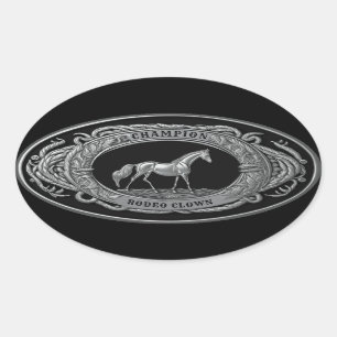 Champion Rodeo Clown Western Buckle Ovaler Aufkleber