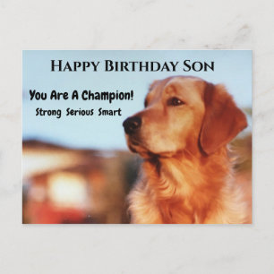 Champion-Sohn Geburtstags Golden Retriever Postkarte