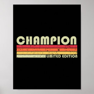 Champion Surname Funny Retro Vintager 80er Geburts Poster