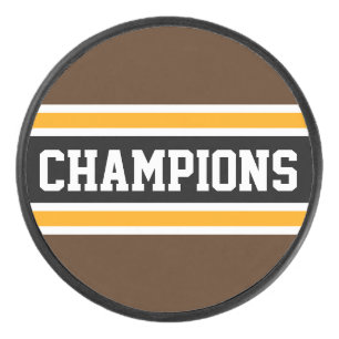 CHAMPIONS Athletic Braun Orange Schwarz Streifen Eishockey Puck
