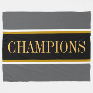 CHAMPIONS Fett Athletik-Grau Schwarz Weiß Streifen Fleecedecke
