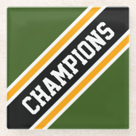 CHAMPIONS Forest Green Black Yellow Slant Streifen Glasuntersetzer