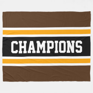 CHAMPIONS Fun Bold Deep Black Yellow Stripes Fleecedecke