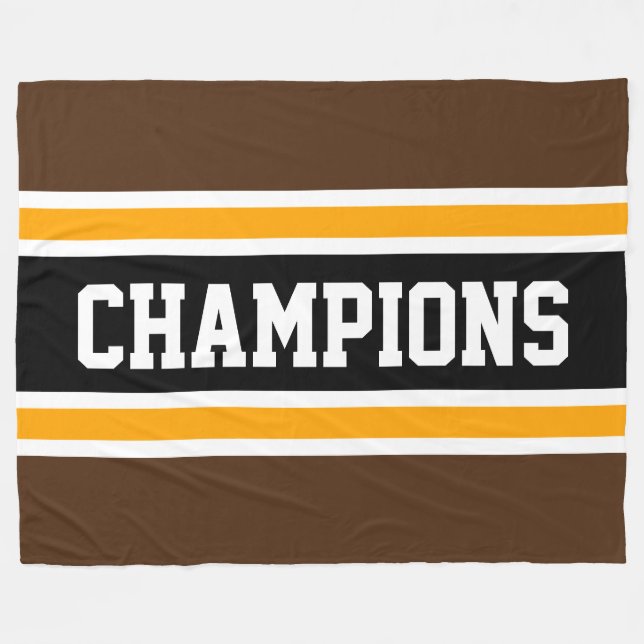 CHAMPIONS Fun Bold Deep Black Yellow Stripes Fleecedecke (Vorderseite (Horizontal))