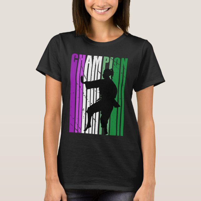 Champions Karate Birthday Martial Lila Gre T-Shirt (Vorderseite)