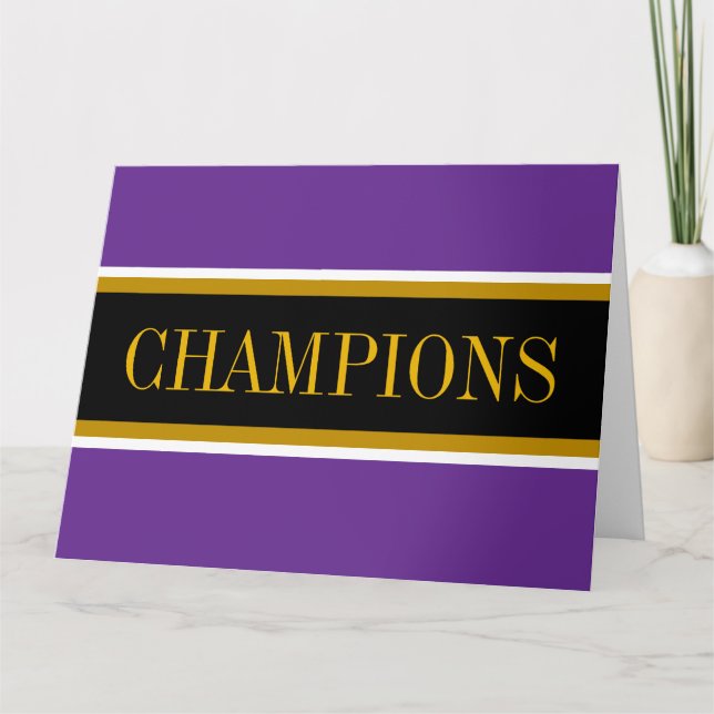 CHAMPIONS Königlich Violett Schwarz Weiß Rennstrei Dankeskarte (Vorderseite)