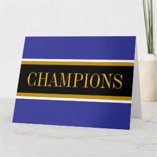 CHAMPIONS Royal Blau Schwarz Weiß Rennstreifen Dankeskarte