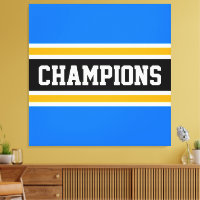 CHAMPIONS Sporty Bright Blue Black Yellow Stripes