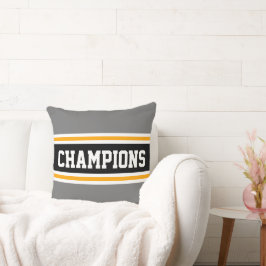 CHAMPIONS Sporty Fun Grau Schwarze Sportstreifen Kissen