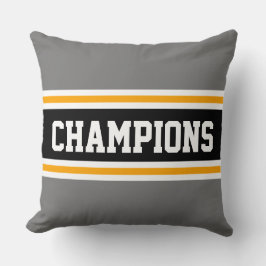 CHAMPIONS Sporty Fun Grau Schwarze Sportstreifen Kissen