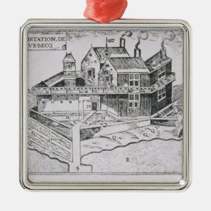 Champlains Ansicht von Quebec Ornament Aus Metall