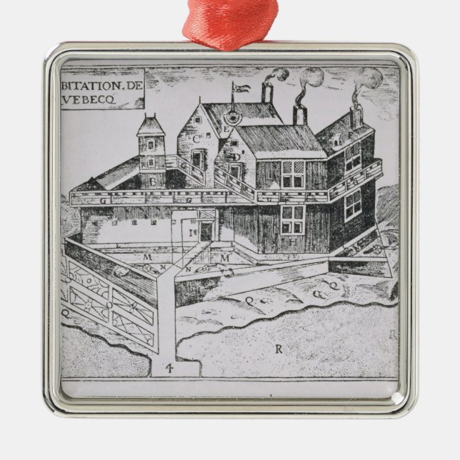 Champlains Ansicht von Quebec Ornament Aus Metall (Vorne)