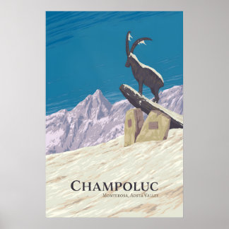 Champoluc Italien Skigebiet Reiseplakat Poster