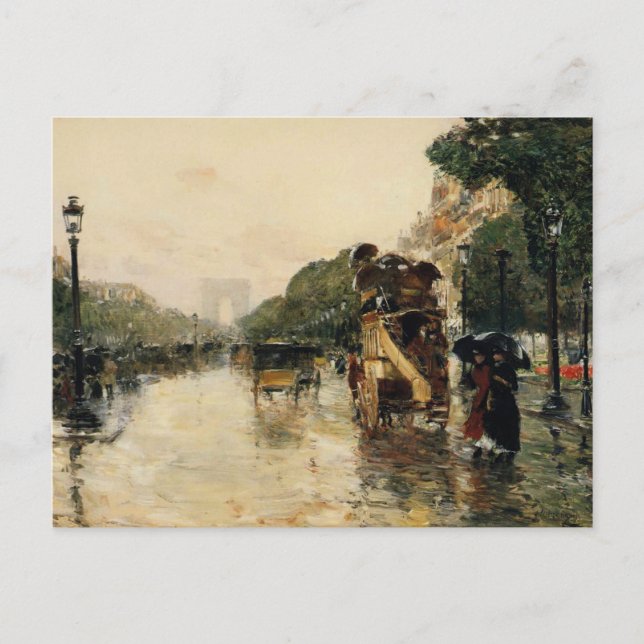 Champs Elysee, Hassam Post Card Postkarte (Vorderseite)