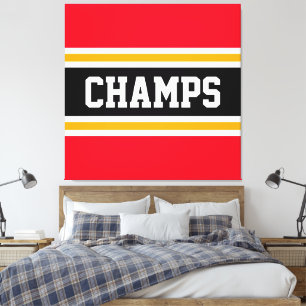 CHAMPS Fett Helles Rot Schwarz Weiß Orange Streife Leinwanddruck