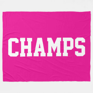 CHAMPS Fette Sportliche Weiße Schrift Auf Hellrosa Fleecedecke