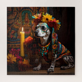 Chamuco Hund in einem Altar für den Tag der Toten Puzzle