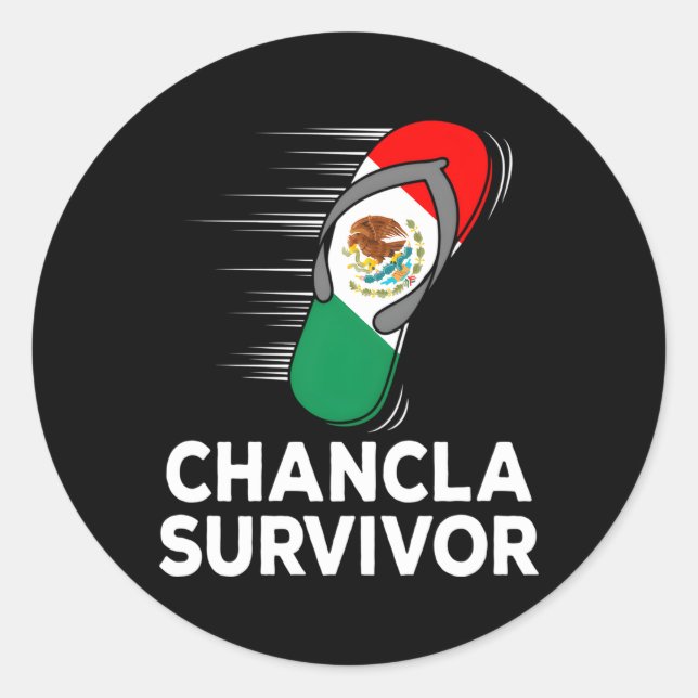 Chancla Survivor Mexico Flag Joke Runder Aufkleber (Vorderseite)