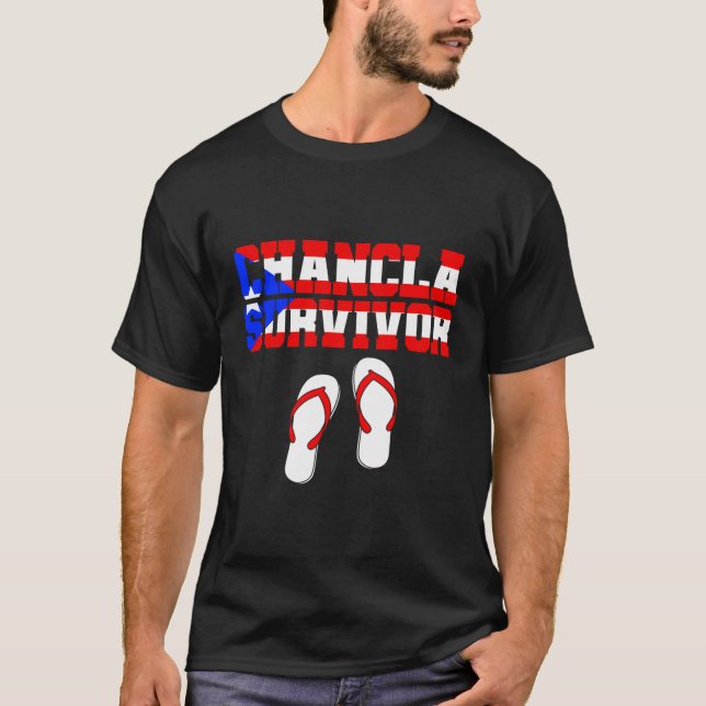 Chancla Survivor Puerto Rico Funny Spanish Joke Gi T-Shirt (Vorderseite)