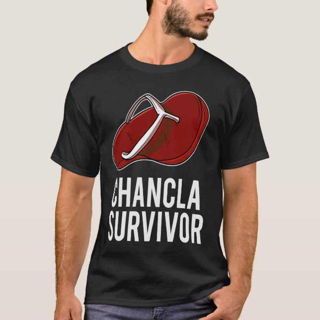Chancla Survivor  Spanish Latin Sarcastic Joke T-Shirt (Vorderseite)