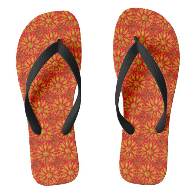 Chanclas mandala en rojo flip flops (Fußbett)